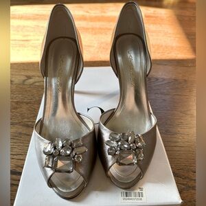 Caparros Women's Mushroom Metallic Veranda Peep-Toe Heels